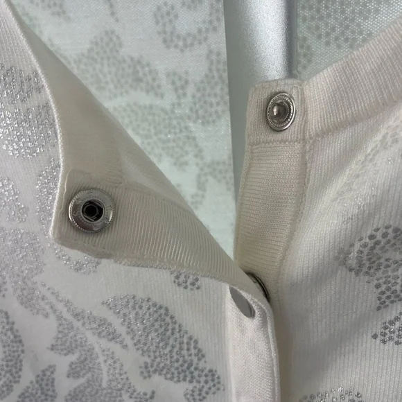 White House Black Market white cardigan with Silver Accents MEDIUM - Picture 3 of 8